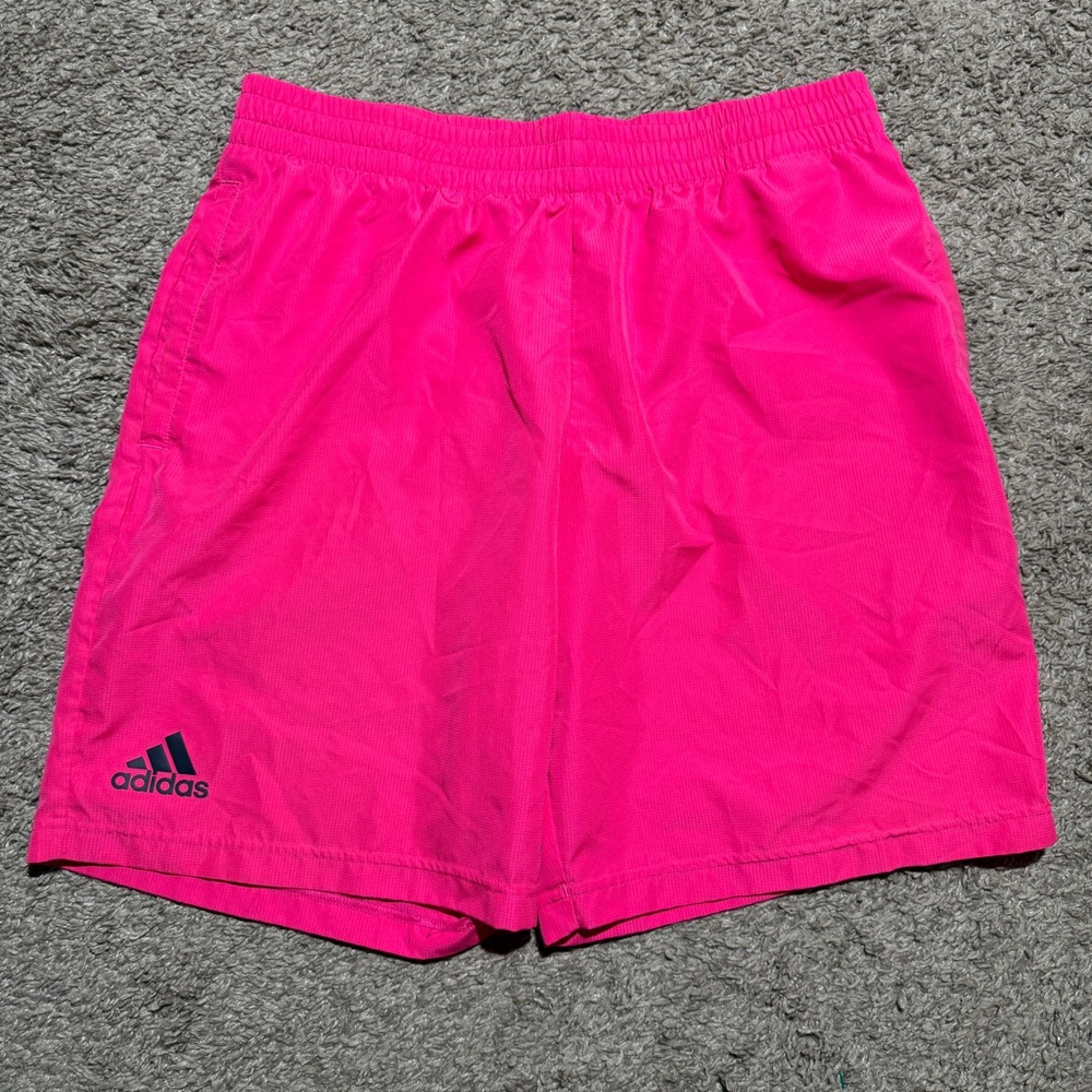 Adidas Mens Climalite Sport Shorts Large Pink Elastic Waist